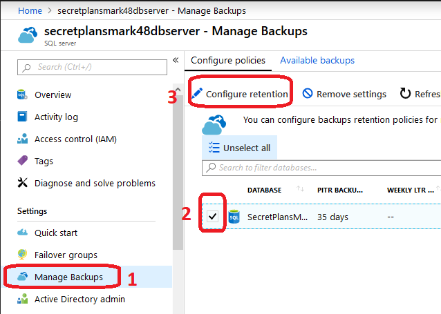 manage backups